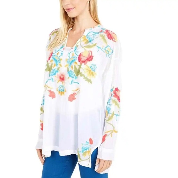 Johnny Was Vagabound Blouse Floral Embroidered Tunic  Blouse Boho - Picture 2 of 13